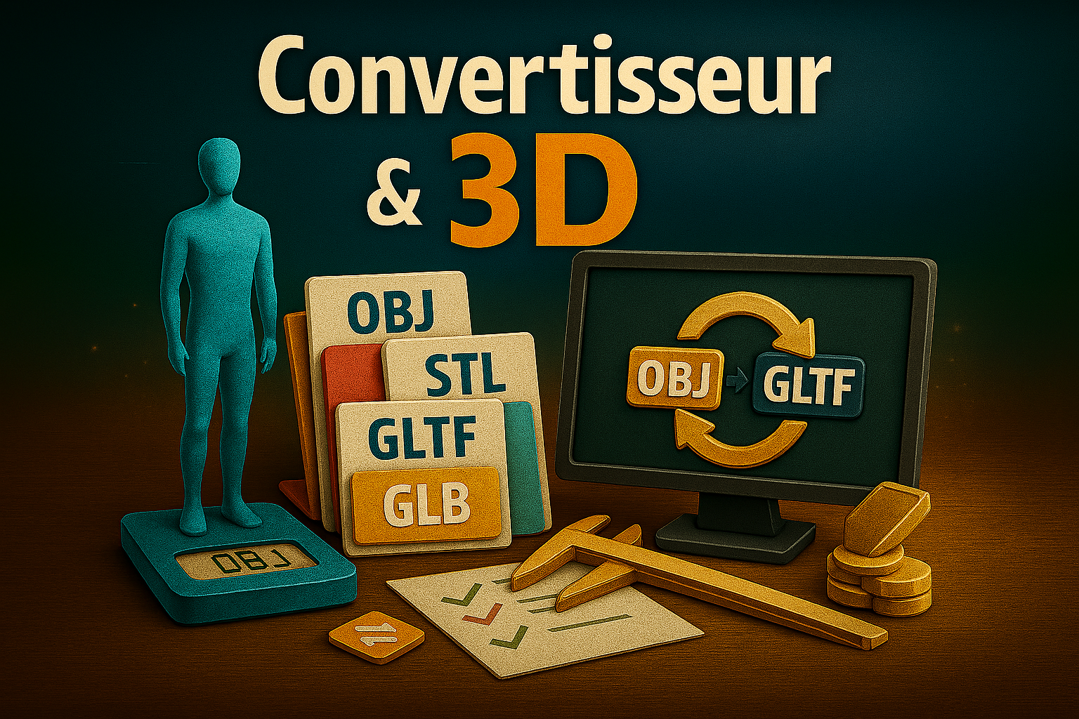 Convertisseur 3D - Convertir OBJ, STL, GLTF, FBX en ligne